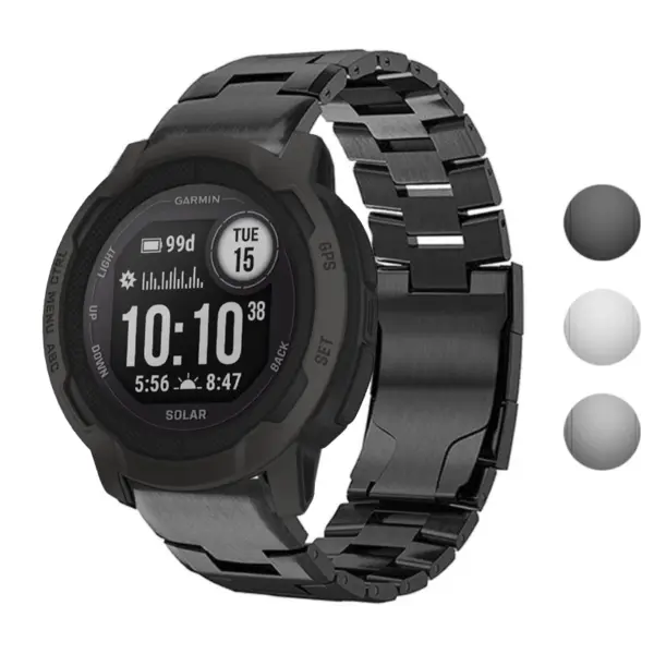 g.m14.mb Gallery Black StrapsCo Vented Titanium Bracelet for Garmin Instinct 2