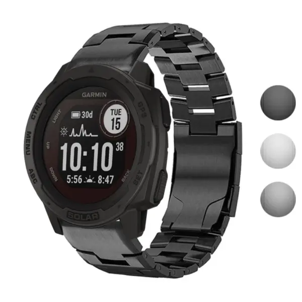 g.m14.mb Gallery Black StrapsCo Vented Titanium Bracelet for Garmin Instinct