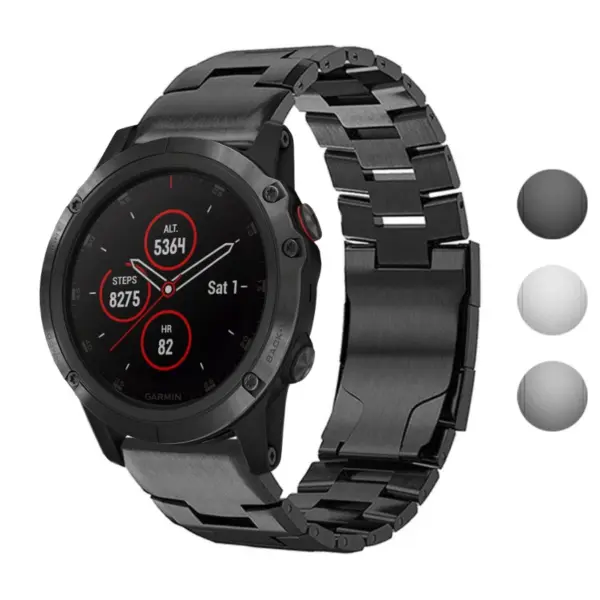 g.m14.mb Gallery Black StrapsCo Vented Titanium Bracelet for Garmin Fenix 5 & Fenix 5 Plus