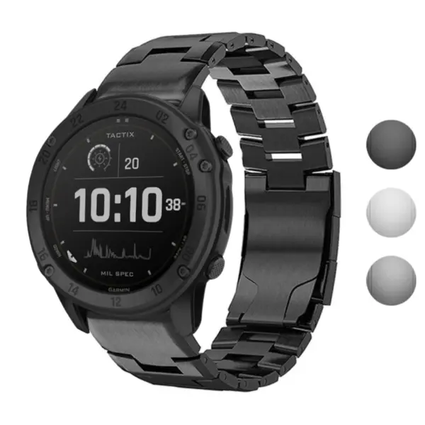 g.m14.mb Gallery Black StrapsCo Vented Titanium Bracelet for Garmin Tactix Delta