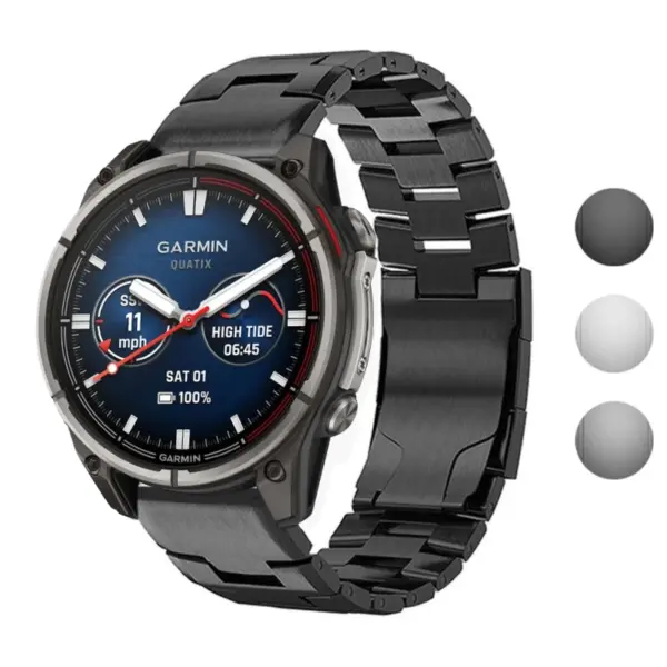 g.m14.mb Gallery Black StrapsCo Vented Titanium Bracelet for Garmin Quatix 7X