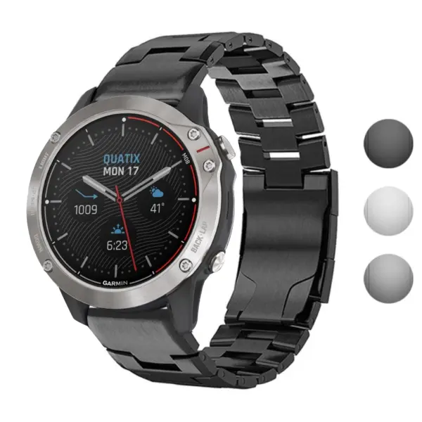 g.m14.mb Gallery Black StrapsCo Vented Titanium Bracelet for Garmin Quatix 3