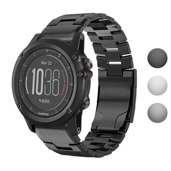 g.m14.mb Gallery Black StrapsCo Vented Titanium Bracelet for Garmin Fenix 3 & 3 HR