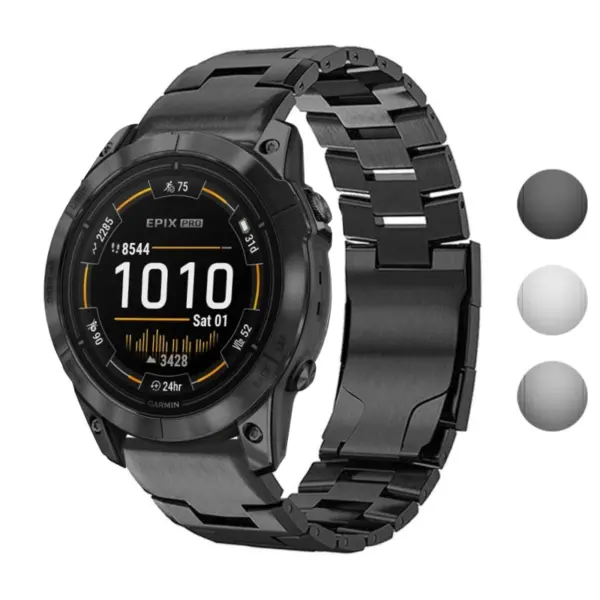 g.m14.mb Gallery Black StrapsCo Vented Titanium Bracelet for Garmin Epix Pro – 51mm