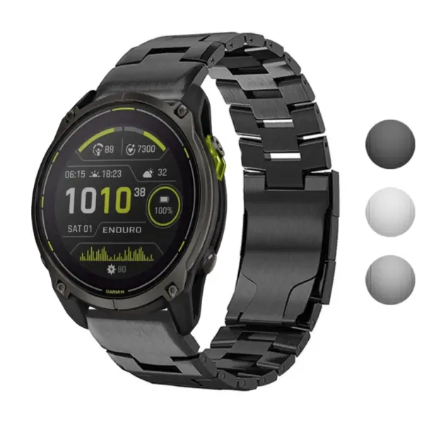 g.m14.mb Gallery Black StrapsCo Vented Titanium Bracelet for Garmin Enduro