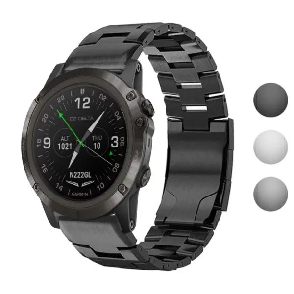g.m14.mb Gallery Black StrapsCo Vented Titanium Bracelet for Garmin D2 Delta PX