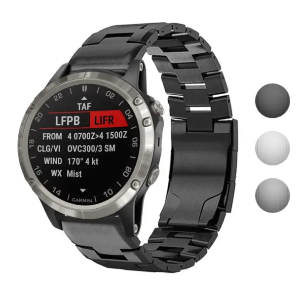g.m14.mb Gallery Black StrapsCo Vented Titanium Bracelet for Garmin D2 Charlie