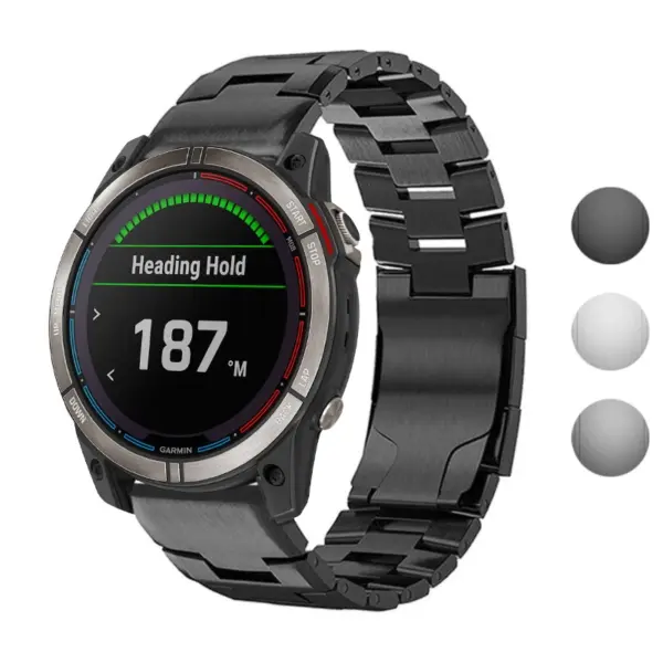 g.m14.mb Gallery Black StrapsCo Vented Titanium Bracelet for Garmin Quatix 7