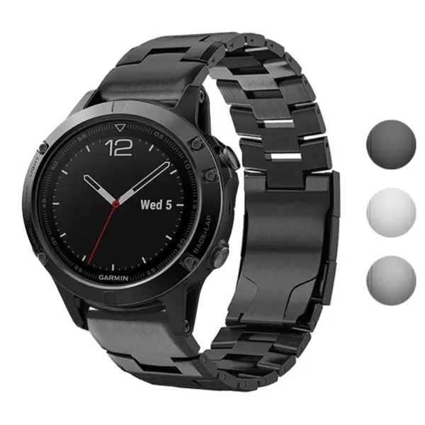 g.m14.mb Gallery Black StrapsCo Vented Titanium Bracelet for Garmin Quatix 5