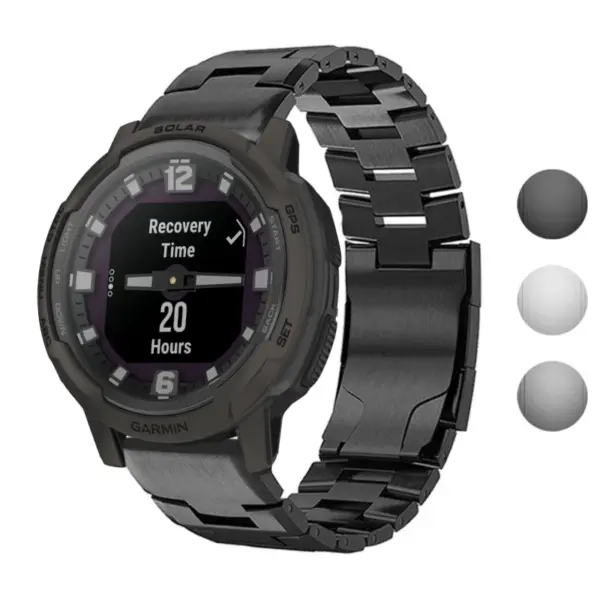 g.m14.mb Gallery Black StrapsCo Vented Titanium Bracelet for Garmin Instinct Crossover