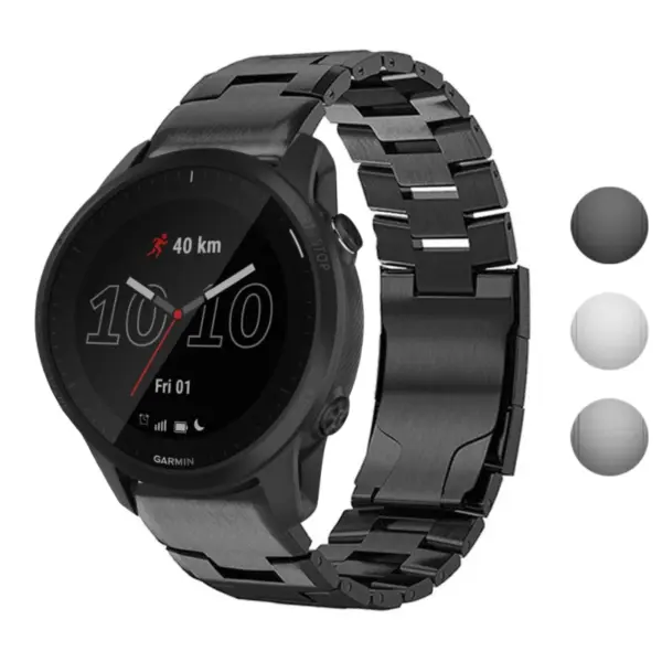 g.m14.mb Gallery Black StrapsCo Vented Titanium Bracelet for Garmin Forerunner 945