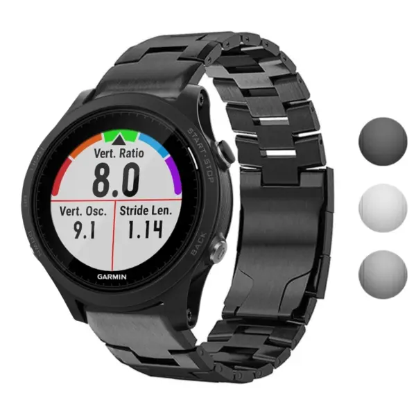 g.m14.mb Gallery Black StrapsCo Vented Titanium Bracelet for Garmin Forerunner 935