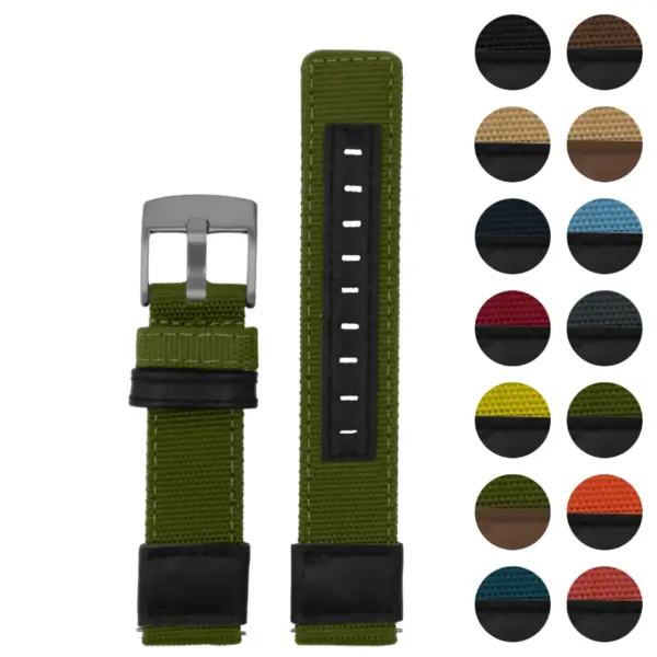ks.ny2 Gallery Black StrapsCo Rugged Canvas Watch Band Strap 18mm 19mm 20mm 21mm 22mm