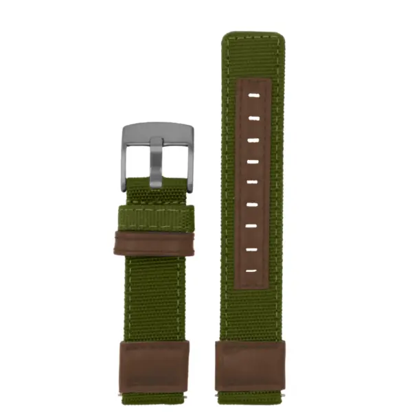 ks.ny2.11.2 Up Green & Brown StrapsCo Rugged Canvas Watch Band Strap 18mm 19mm 20mm 21mm 22mm