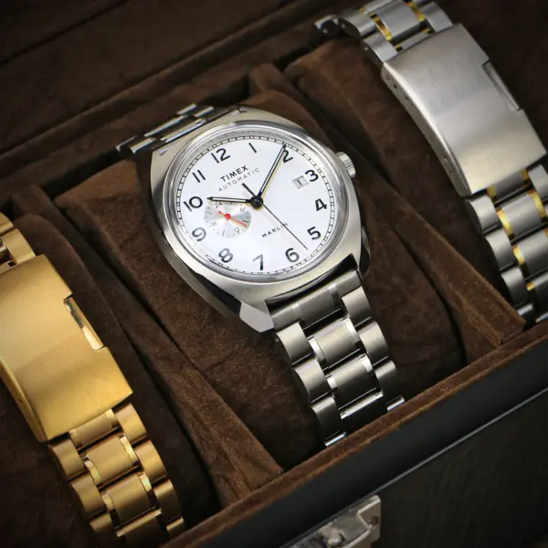 bm100 Flatlay StrapsCo Stainless Steel Oyster Watch Strap Bracelet 16mm 18mm 19mm 20mm 21mm 22mm 23mm 24mm 26mm