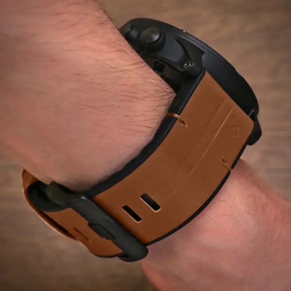 g.r65a.2a Wrist Coffee StrapsCo Leather Hybrid Strap QuickFit 26 Watch Band for Garmin Watch