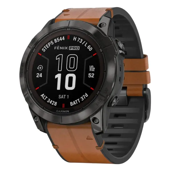 f7x.g.r65a.2a Main Coffee StrapsCo Leather Hybrid Strap QuickFit 26 Watch Band for Garmin Fenix 7X & 7X Pro