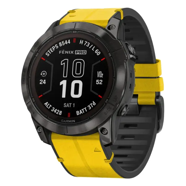 f7x.g.r65a.10 Main Solar StrapsCo Leather Hybrid Strap QuickFit 26 Watch Band for Garmin Fenix 7X & 7X Pro