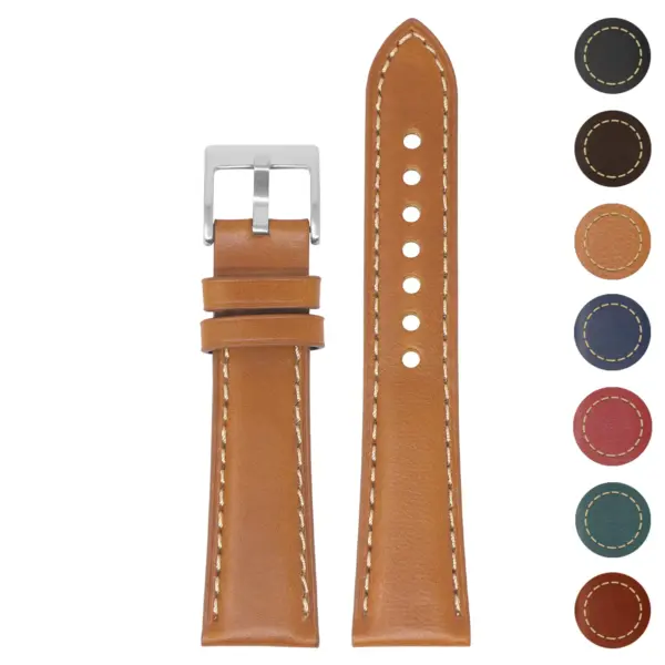 ks6 Gallery Tan StrapsCo Vintage Padded Genuine Leather Watch Band Strap
