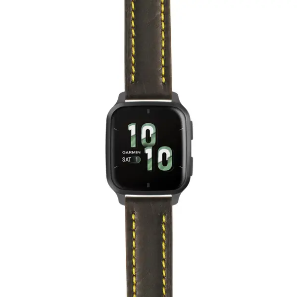 g.vsq2.st23 Main Black & Yellow StrapsCo Heavy Duty Mens Leather Watch Band Strap 20mm