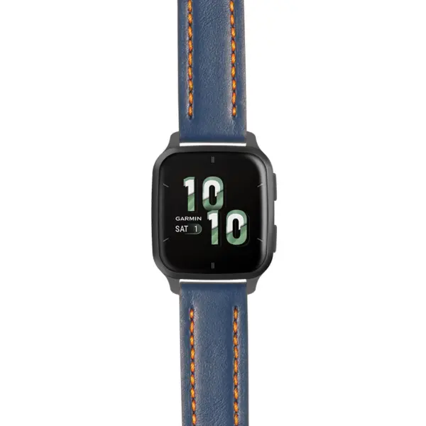 g.vsq2.st23 Main Blue & Orange StrapsCo Heavy Duty Mens Leather Watch Band Strap 20mm