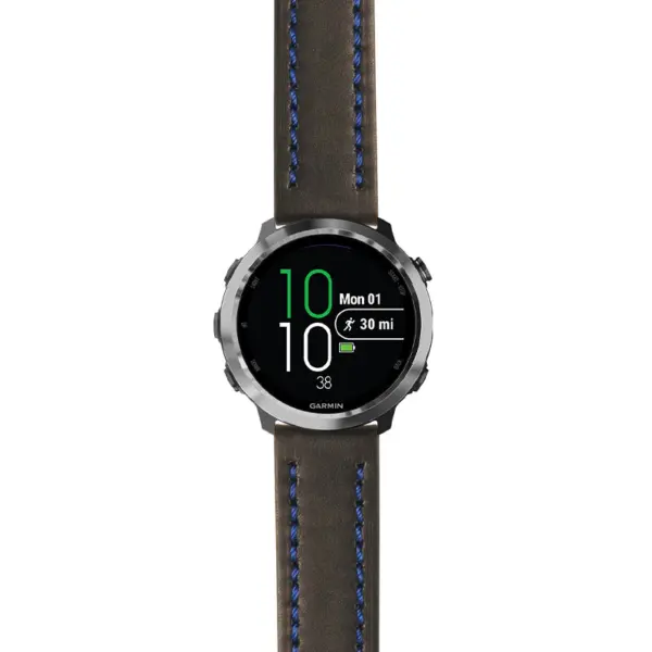 g.f645.st23 Main Black & Blue StrapsCo Heavy Duty Mens Leather Watch Band Strap 20mm