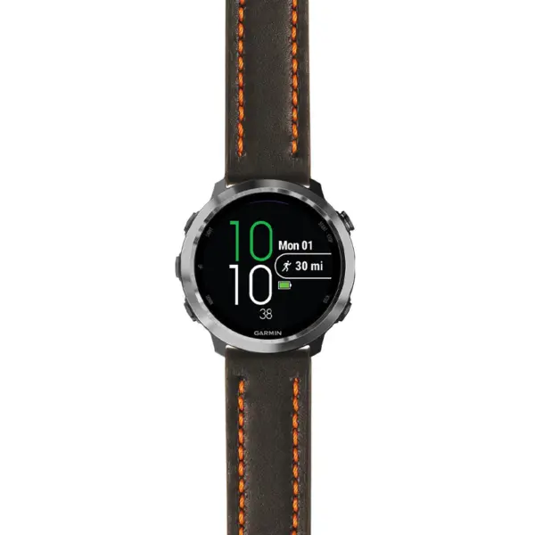 g.f645.st23 Main Black & Orange StrapsCo Heavy Duty Mens Leather Watch Band Strap 20mm