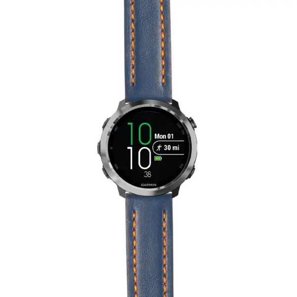 g.f645.st23 Main Blue & Orange StrapsCo Heavy Duty Mens Leather Watch Band Strap 20mm