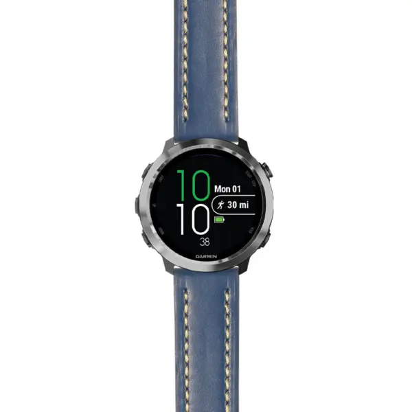 g.f645.st23 Main Blue & White StrapsCo Heavy Duty Mens Leather Watch Band Strap 20mm