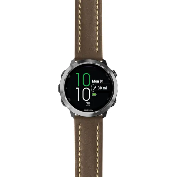g.f645.st23 Main Brown & White StrapsCo Heavy Duty Mens Leather Watch Band Strap 20mm