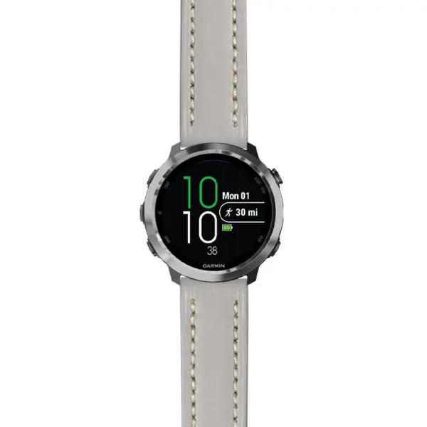 g.f645.st23 Main Grey & White StrapsCo Heavy Duty Mens Leather Watch Band Strap 20mm
