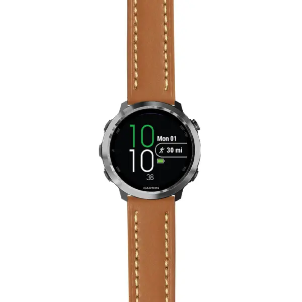 g.f645.st23 Main Tan & White StrapsCo Heavy Duty Mens Leather Watch Band Strap 20mm