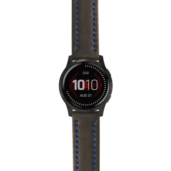 g.ls.dv.st23 Main Black & Blue StrapsCo Heavy Duty Mens Leather Watch Band Strap 22mm