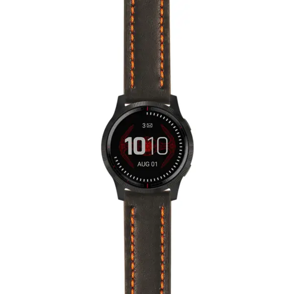 g.ls.dv.st23 Main Black & Orange StrapsCo Heavy Duty Mens Leather Watch Band Strap 22mm