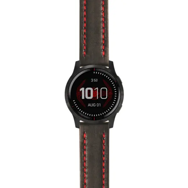 g.ls.dv.st23 Main Black & Red StrapsCo Heavy Duty Mens Leather Watch Band Strap 22mm
