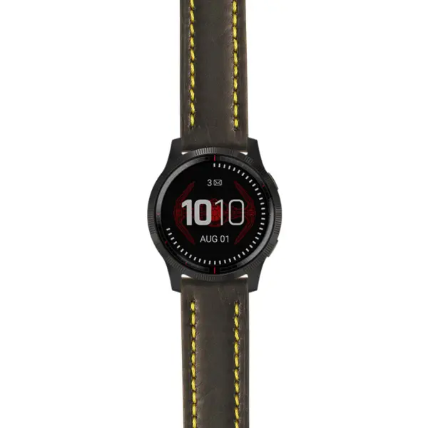 g.ls.dv.st23 Main Black & Yellow StrapsCo Heavy Duty Mens Leather Watch Band Strap 22mm