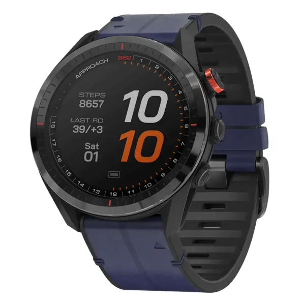 as62.g.r73a.5 Main Midnight StrapsCo Leather Hybrid Strap QuickFit 22 Watch Band for Garmin Approach S62
