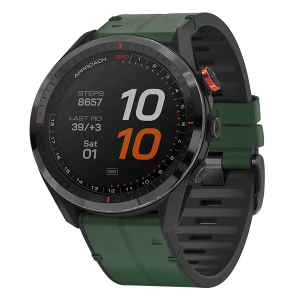 as62.g.r73a.11 Main Forest StrapsCo Leather Hybrid Strap QuickFit 22 Watch Band for Garmin Approach S62