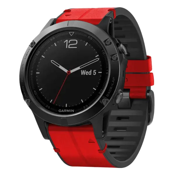 f5.g.r73a.6 Main Blaze StrapsCo Leather Hybrid Strap QuickFit 22 Watch Band for Garmin Fenix 5 & 5 Plus