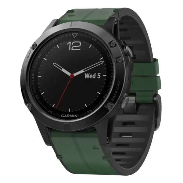 f5.g.r73a.11 Main Forest StrapsCo Leather Hybrid Strap QuickFit 22 Watch Band for Garmin Fenix 5 & 5 Plus