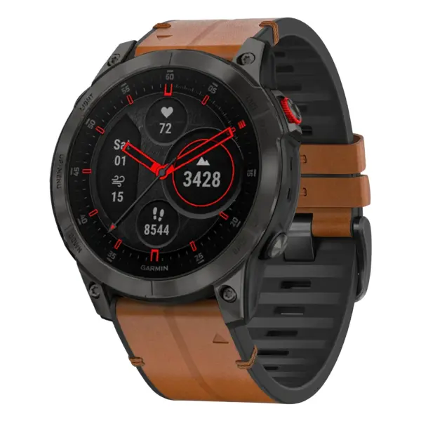 ep2.g.r73a.2a Main Coffee StrapsCo Leather Hybrid Strap QuickFit 22 Watch Band for Garmin Epix Gen 2