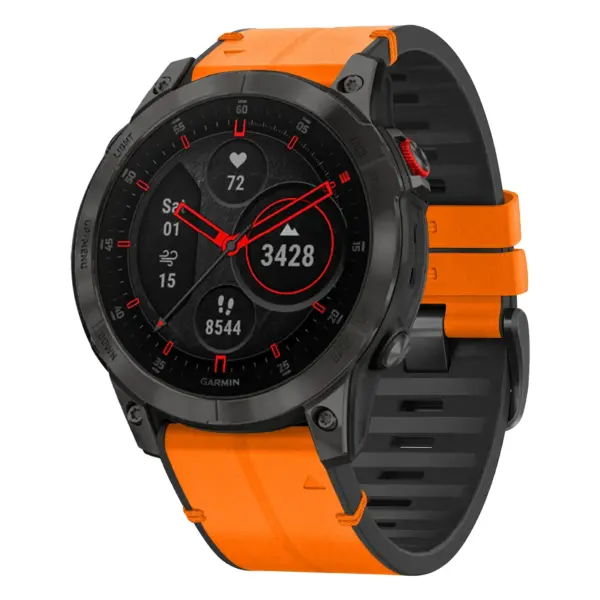 ep2.g.r73a.12 Main Tangerine StrapsCo Leather Hybrid Strap QuickFit 22 Watch Band for Garmin Epix Gen 2