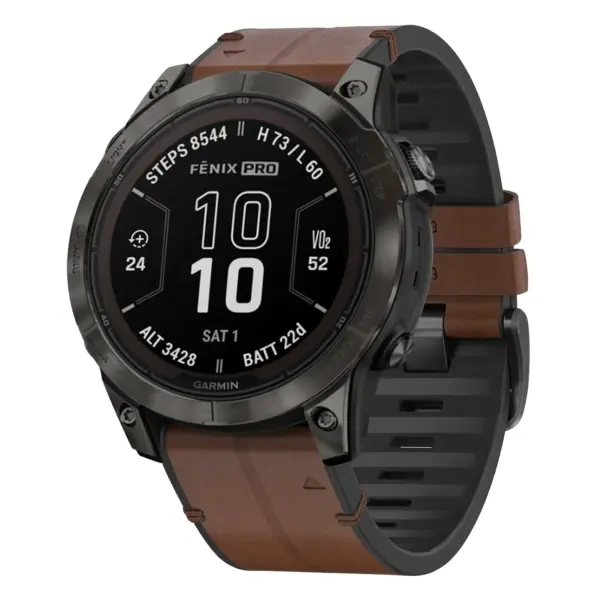 f7.g.r73a.2 Main Cigar StrapsCo Leather Hybrid Strap QuickFit 22 Watch Band for Garmin Fenix 7 & 7 Pro