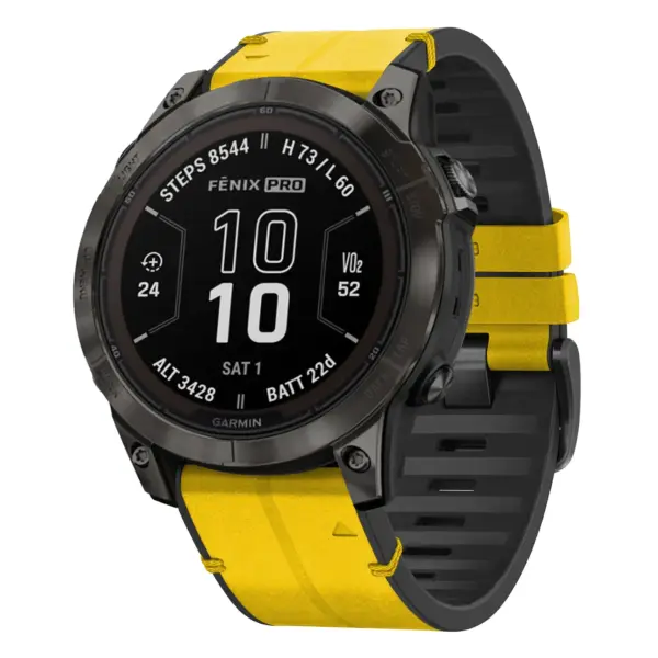 f7.g.r73a.10 Main Solar StrapsCo Leather Hybrid Strap QuickFit 22 Watch Band for Garmin Fenix 7 & 7 Pro
