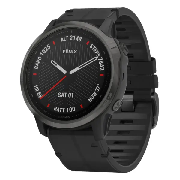 f6.g.r73a.1 Main Obsidian StrapsCo Leather Hybrid Strap QuickFit 22 Watch Band for Garmin Fenix 6