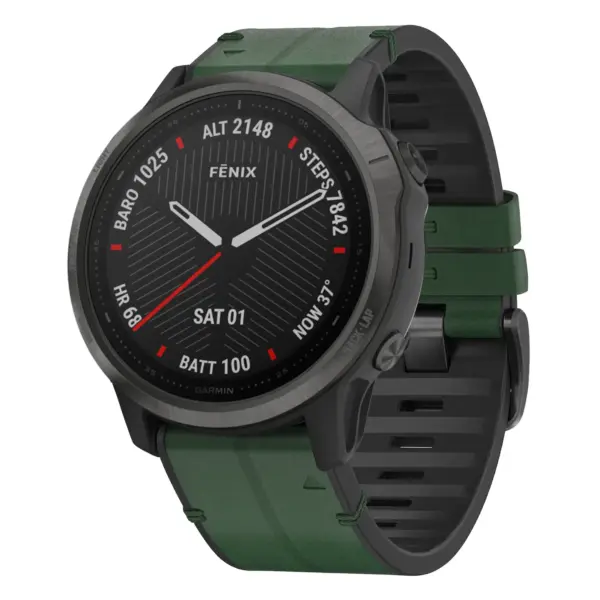 f6.g.r73a.11 Main Forest StrapsCo Leather Hybrid Strap QuickFit 22 Watch Band for Garmin Fenix 6