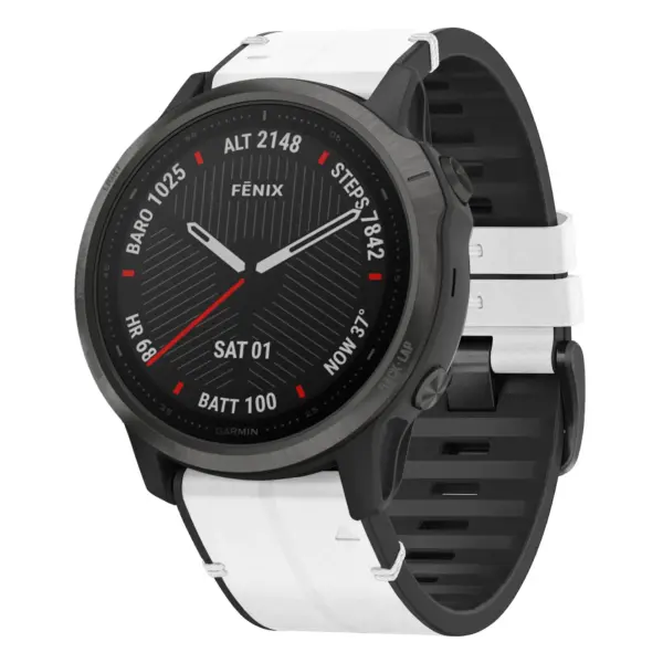 f6.g.r73a.22 Main Arctic StrapsCo Leather Hybrid Strap QuickFit 22 Watch Band for Garmin Fenix 6