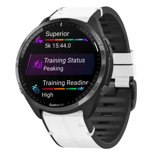 f965.g.r73a.22 Main Arctic StrapsCo Leather Hybrid Strap QuickFit 22 Watch Band for Garmin Forerunner 965