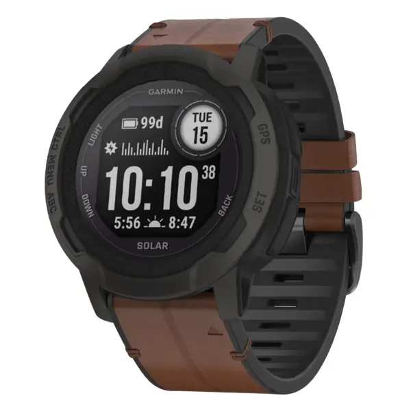 i2.g.r73a.2 Main Cigar StrapsCo Leather Hybrid Strap QuickFit 22 Watch Band for Garmin Instinct 2