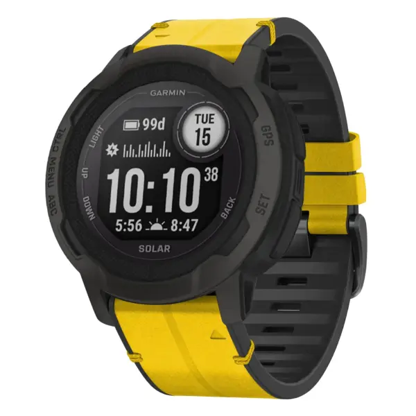 i2.g.r73a.10 Main Solar StrapsCo Leather Hybrid Strap QuickFit 22 Watch Band for Garmin Instinct 2